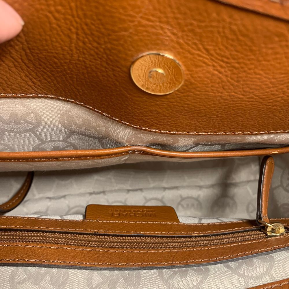 Michael Kors Hamilton Satchel Navy and Cream Stripe Canvas/Leather Shoulder Bag - Picture 11 of 16